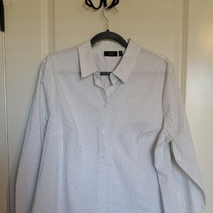 APT 9 White With Black Dot Button down NWT